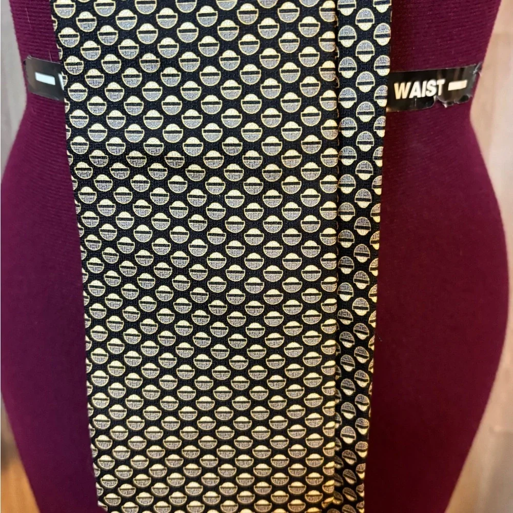 Nicola Berti Silk Black and White Geometric Tie